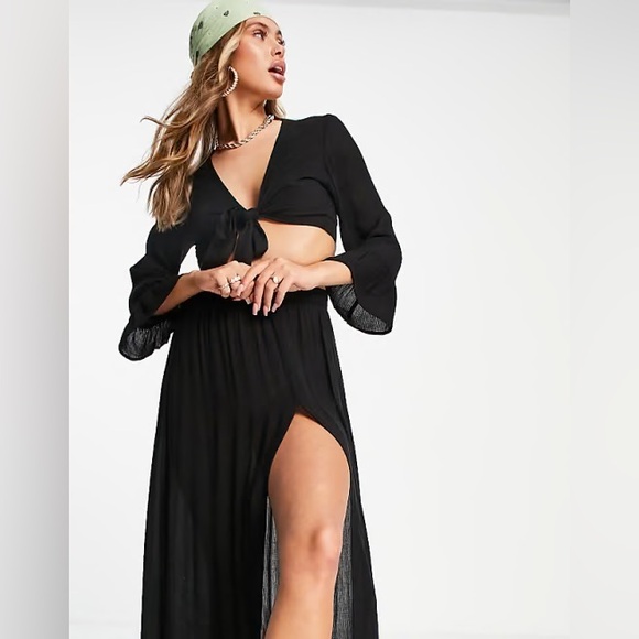 SOUTH BEACH 2-Piece Tie Front Top With Slit Maxi Skirt Set - Picture 1 of 15